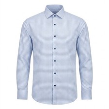 Twillory Mens Blue Non-Iron Safe Cotton Dress Shirt 17.5 34/35 Traditional - CJ
