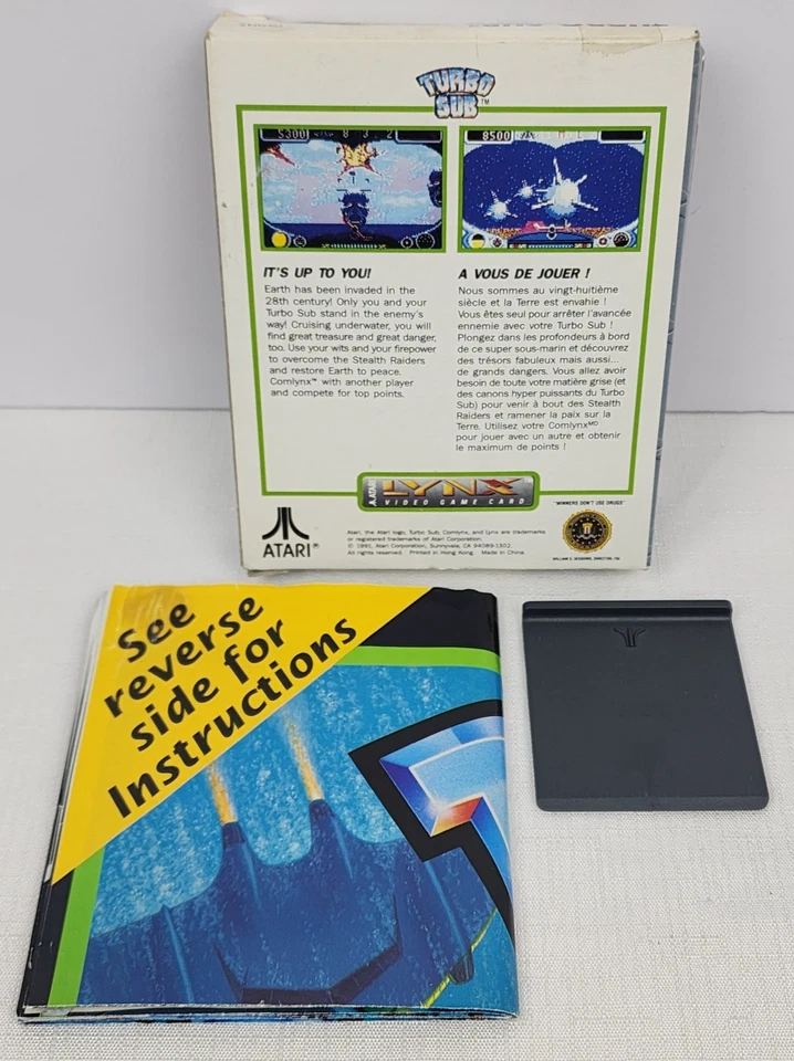 Turbo Sub - Atari Lynx Video Game Cartridge Complete w/ Poster Instruction & Box - Image 2 of 4