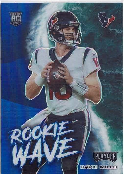2021 Panini Playoff Davis Mills (Texans) Blue Rookie Wave Card No. RW-DMI