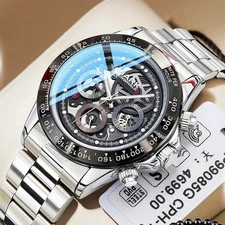 MARK FAIRWHALE Men's Skeleton Month Week Luminous Boy Mechanical Automatic Watch