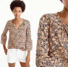 J.Crew x Drake’s of London Giraffe Print Cotton Blouse Size 4 Top 549