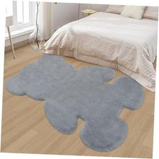 4.6x6 ft Grey Bear Soft Fluffy Large Rug, Shaggy Faux Sheepskin Fur Rug Fuzzy