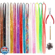 Newfacefure Fairy Hair Tinsel Kit, Festival Glitter Shiny Hair Ex