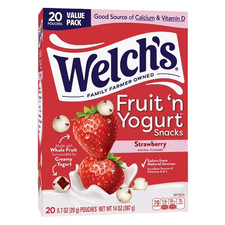 Welch's Fruit 'N Yogurt Fruit Snacks, Strawberry, Soft Kids Snacks, 0.7 oz,
