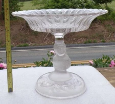 EAPG CLEAR with FROST   "LADY BUST"   HIGH STANDARD FTD. OPEN COMPOTE