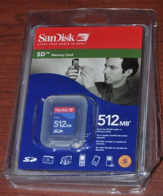 SanDisk 512MB SD Memory Card - SDSDB-512-A10 New Unopened Package Wear - image 1 of 2