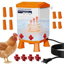 Heated Chicken Waterer - 2 Gallon Winter-Proof Poultry Drinker 3 Gallon Orange