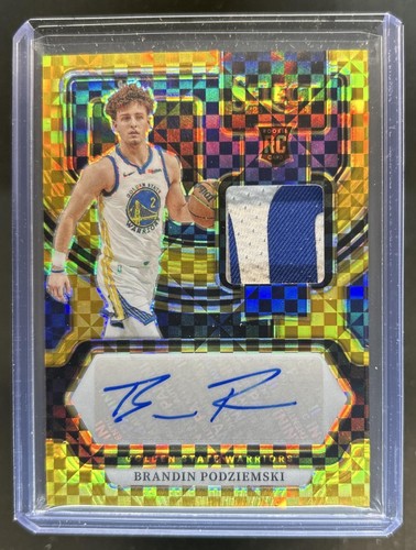 2023-24 Panini Select Brandin Podziemski Rookie Jersey Auto RC Gold Prizm #/10