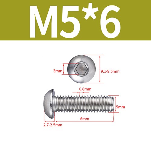 Socket Button Screws Dome Head Hex Allen Bolts A2 Stainless Steel M1 M2 M3 - M16 - Picture 116 of 217
