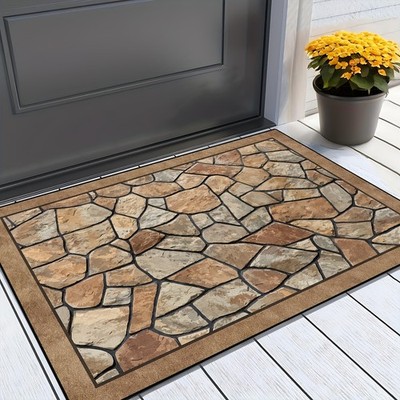 2D Stone-Inspired Non-Slip Doormat Entrance Mat Indoor/Outdoor Use, Home Decor