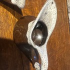 VTG REDWARE BROWN SPECKLE WHITE DRIP GLAZE RAISED SWIRL DESIGN CREAM/SUGAR EUC — photo 5