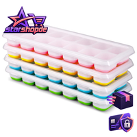EiswüRfelform Silikon 4Er Pack Mit Deckel FüR EiswüRfelbehäLter