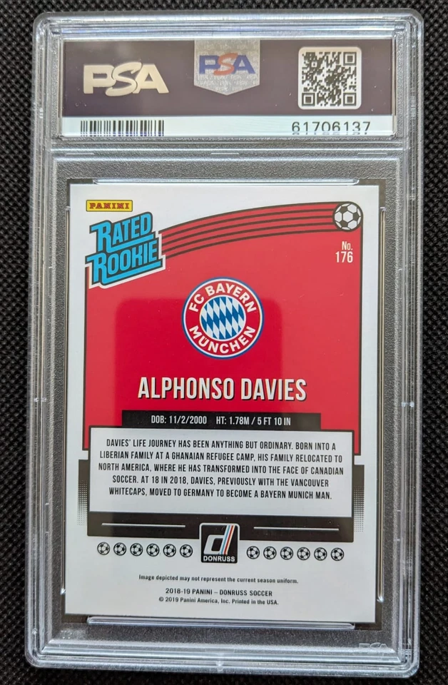 PSA 8 Alphonso Davies 176 Panini Donruss Press Proof Silver 9 FC Bayern München - Bild 3 von 3