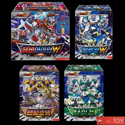 Metal Cardbot W HEAVY IRON W+BLUE COP W+PHANTOM HORNET+TIGUN 4-Robots cars set