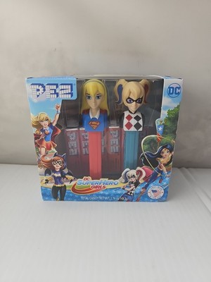Pez DC Supergirl & Harley Quinn Superhero Girls Candy Dispenser Collectable Set