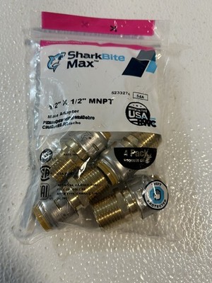 4 pack ~ Shark Bite/SharkBite 1/2'' MNPT/Male Adapters ~ Push-to-Connect