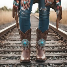 Women 2PCS Silver Metal Boot Chain Shoe Anklet Turquoise Flower Charms Bollywood