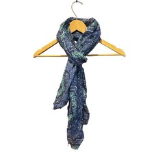 Blue Medallion Boho Scarf Head Wrap Shawl 27  X 68  Multi Use Women  s Accessory