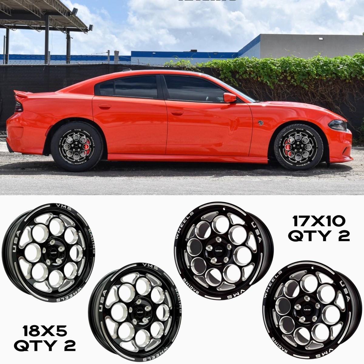 4 VMS RACING MODULO DRAG WHEELS R 17X10 F 18X5 FOR DODGE CHARGER