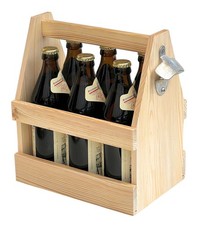 Bierträger Holz mit Flaschenöffner Flaschenträger 6 Flaschen 93945 Flaschenkorb