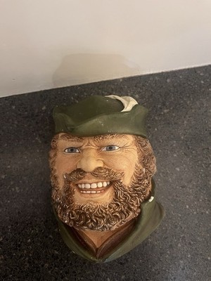 Vintage 1981 Legends Products Wall Face Little John Chalkware Green Hat England 