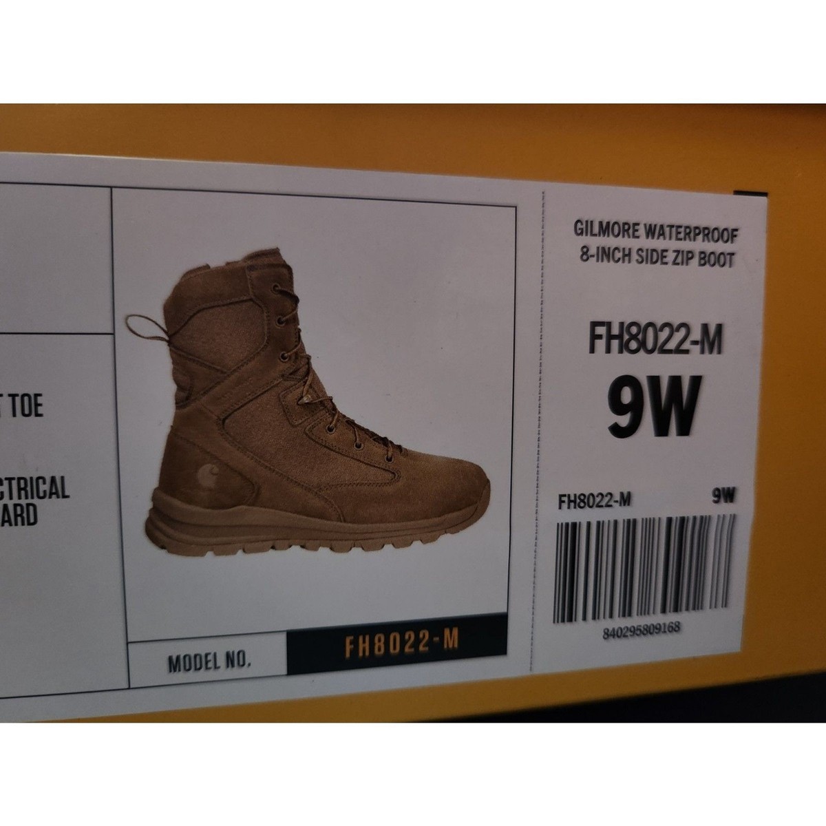 Carhartt Gilmore Waterproof 8-Inch Side Zip Boots Men display picture 2