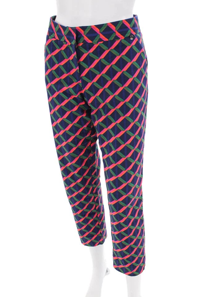 Pantalones Cónicos Trina Turk Mujer Algodón Estampado Abstracto Tiro Medio Multicolor Talla 6 Foto 2 de 4