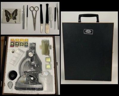 1980 TASCO Microscope #972P 50x-750x In Orig Wood Case W/Accessories & Tools