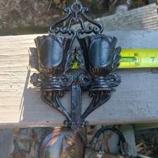 Early MATCH SAFE 1867 PAT CAST IRON HOLDER DOUBLE POCKET KEEPER BASKET KITCHEN