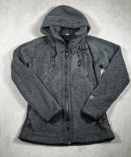 Kuhl Flight Jacket Women XS Gray Fleece Full Zip/Pockets Pull Out Hood Fuzzy