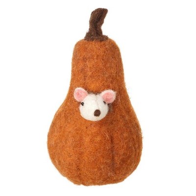 Herbstdeko, Filzmaus im großen Kürbis, Halloween Deko Kitsch Weihnachten
