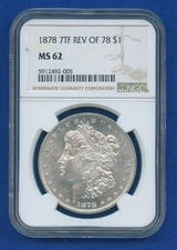 1878 P NGC MS62 Rev 78 Morgan Silver Dollar $1 1878 Rev 78 VAM 80 B Looks PL !