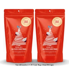 Christmas Edition Communion Cups | MM – 50 Pre-Filled Cups with Juice and Wafer