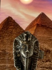 VTG Sterling Silver Tarnished King Tut Egyptian Pharaoh Ring/ 10.3 Grams/As is 