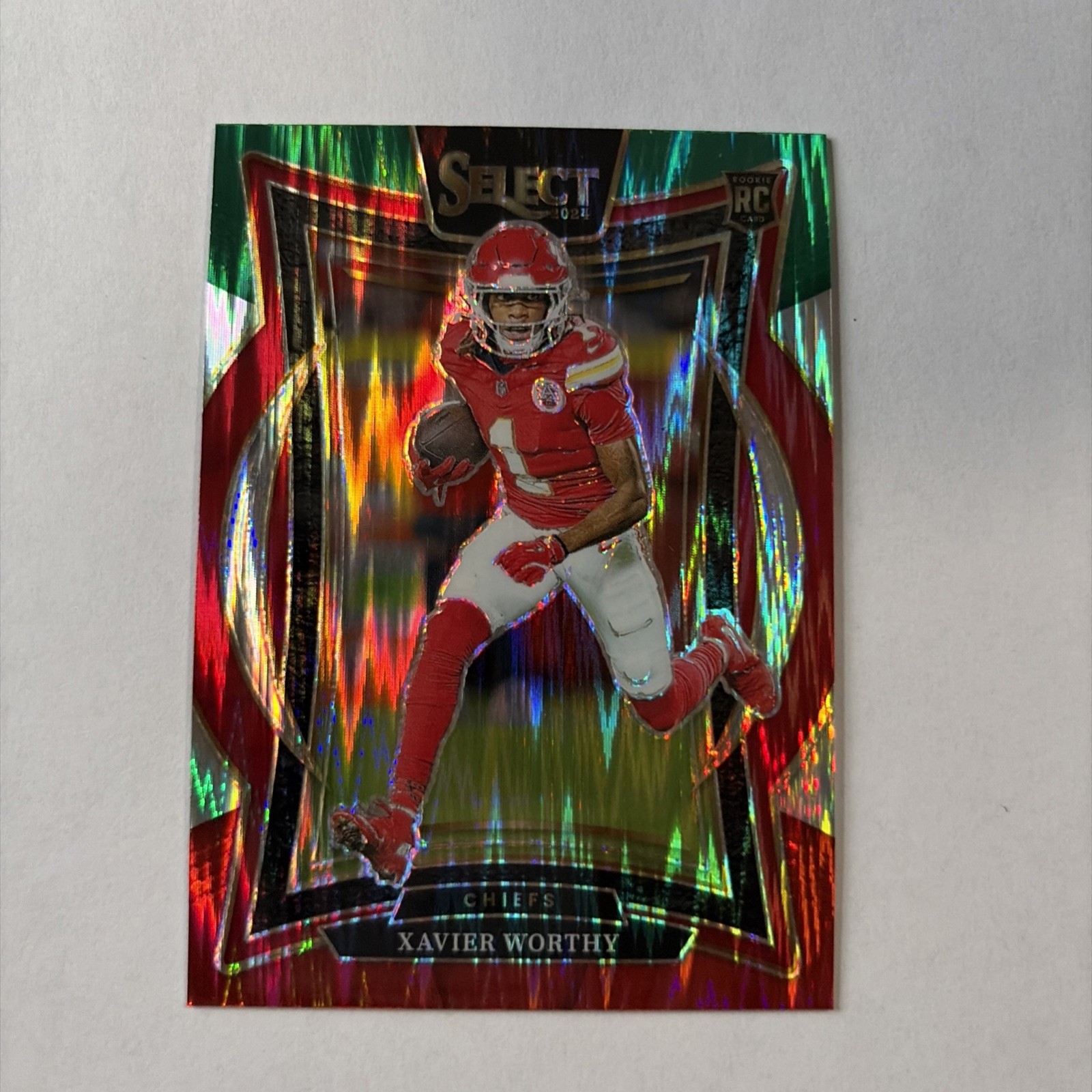 2024 Panini Select - Concourse Xavier Worthy #32 Green & Yellow Shock Prizm (RC)