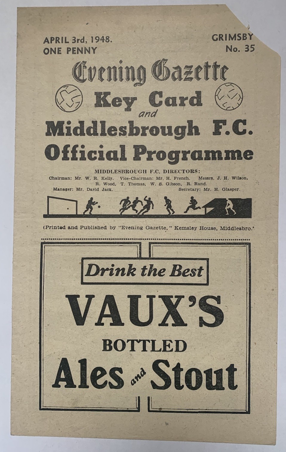 Middlesbrough v Grimsby Town 3rd April 1948 for sale on Ebay