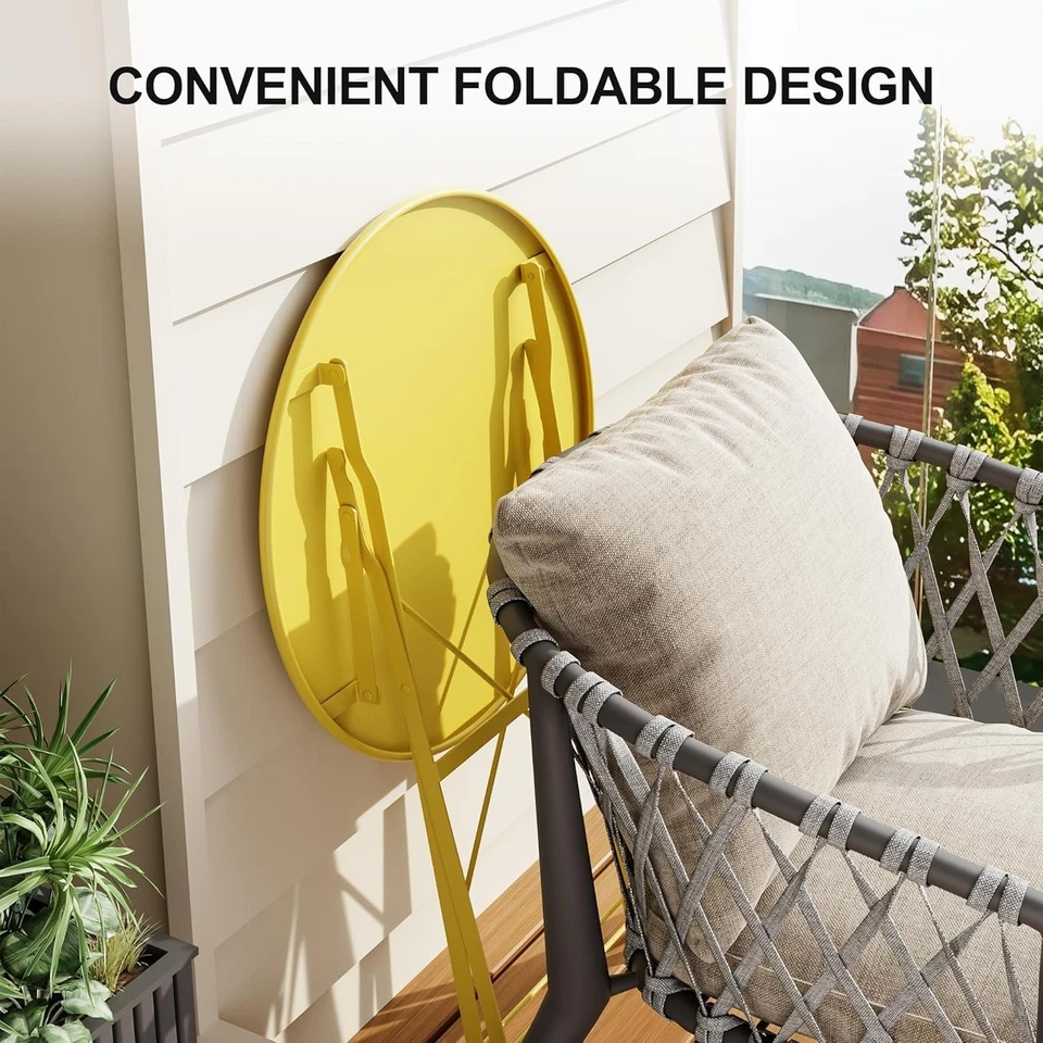 3 Piece Bistro Set Folding Table Chairs Outdoor Patio Garden Furniture New - Image 2 of 4