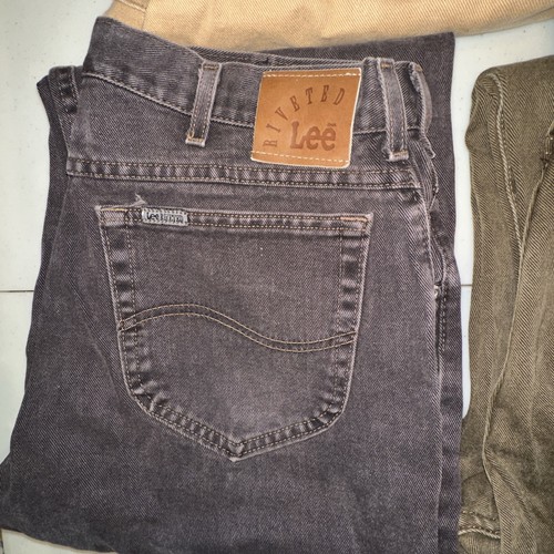 Lote De 3 Jeans Lee Remachazados De Colección Para Hombre 34x30 Marrón Denim Hecho en EE. UU. Pierna Recta - Imagen 4 de 16