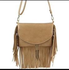 Smooth Fringe Zipper Crossbody Bag