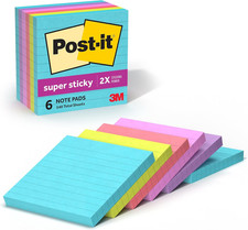 Super Sticky Notes, 4X4 In, 6 Pads, 2X the Sticking Power, Supernova Neons, Brig