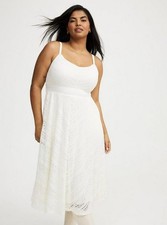 Torrid White Lace Midi Dress Plus Size 0X Fit & Flare Skater Bridal Cottagecore