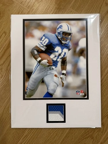 Barry Sanders Detroit Lions Game Used Worn Jersey Patch NFL HOF MVP Matted 11x14