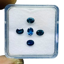 VVS Natural Ceylon Blue Sapphire 5 Pcs 4x3mm Oval Cut Loose Gemstones 1.25 Cts