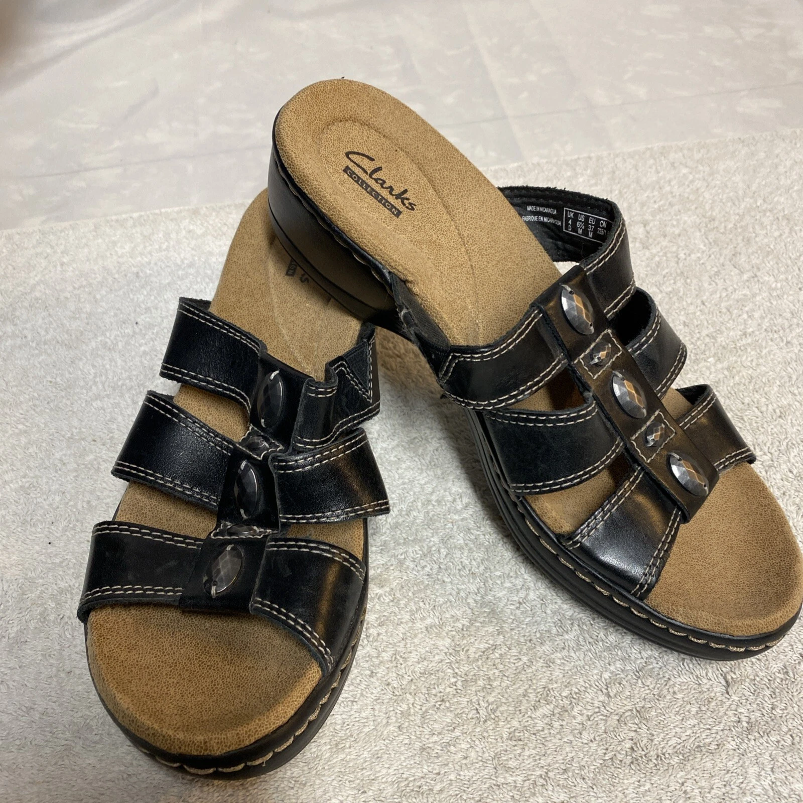 CLARKS Clark’s Collection Sandali slipon neri leggeri con cinturino taglia 6 5 NUOVI!