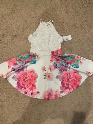 white lace top pink bottom dress