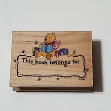 Disney Winnie the Pooh Piglet This Book Belongs To Wood Mounted Rubber Stamp