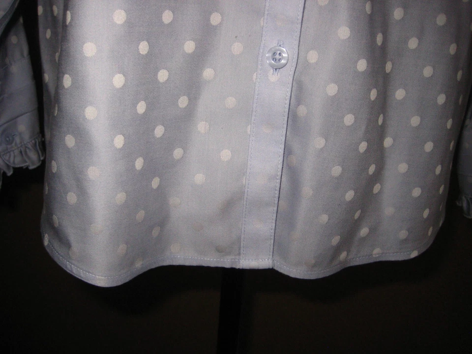 Blusa Chicos 1 100% Algodón Azul Blanco Lunares Volantes Abotonada 8/10 Foto 3 de 4