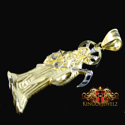 100% REAL10k SANTISIMA MUERTE DEATH RIPPER ANGEL OF DEATH PENDANT 1.5 INH 3 GRAM