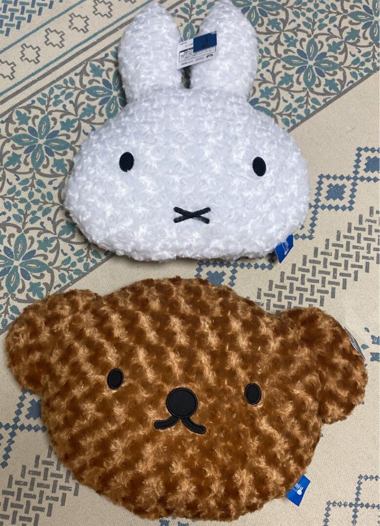 Miffy Boris Rose Boa Cushion 2 Set Plush Toy White Brown Taito 