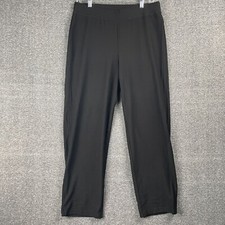 Eileen Fisher Pants Womens M Black Viscose Stretch Pull On Straight Leg Casual